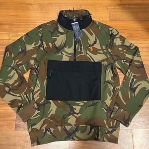 POLO RALPH LAUREN Men's Camo Multi Colorblock Double Knit Quarter Zip Hoodie M